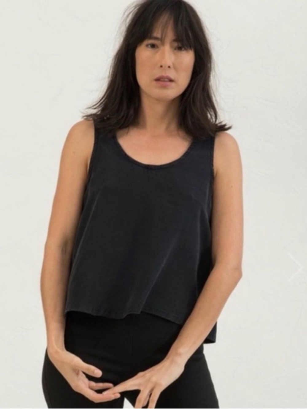 Elizabeth Suzann The Ella Crop Tank in 100 Silk Navy Blue, Women’s size XS